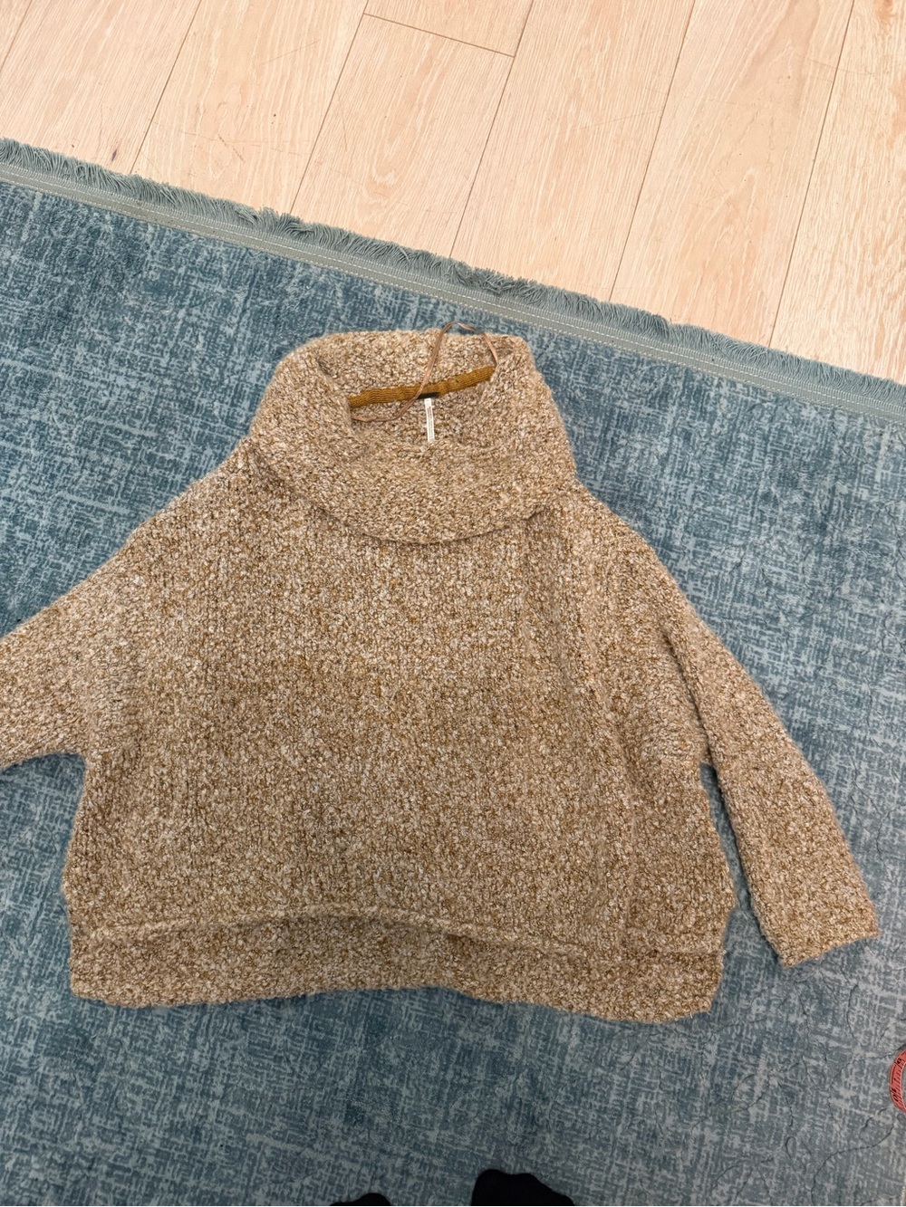 Free People Marled Taupe Cowl Neck Sweater
